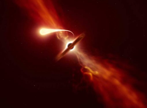 ESO telescopes record the final moments of a star being consumed by a black hole