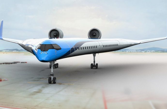 New V-shaped airplane will use less fuel than the Airbus A350